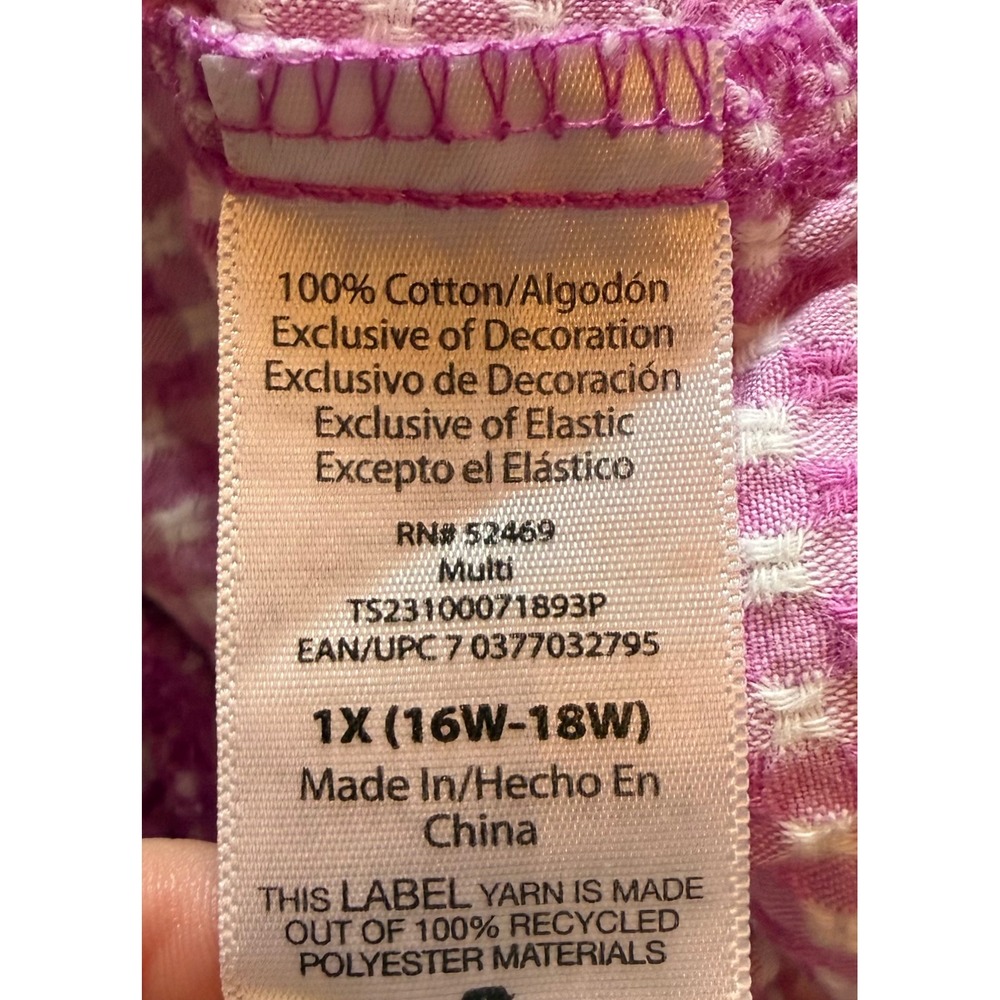 Terra & Sky Purple Gingham Smocked Tiered Mini Dress Womens 1X 16W-18W Cotton - Picture 4 of 4